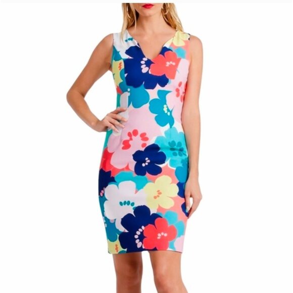 Trina Turk Dresses & Skirts - Trina by Trina Turk Coral Lily Sleeveless Floral V Neck Spring Shift Dress, XL